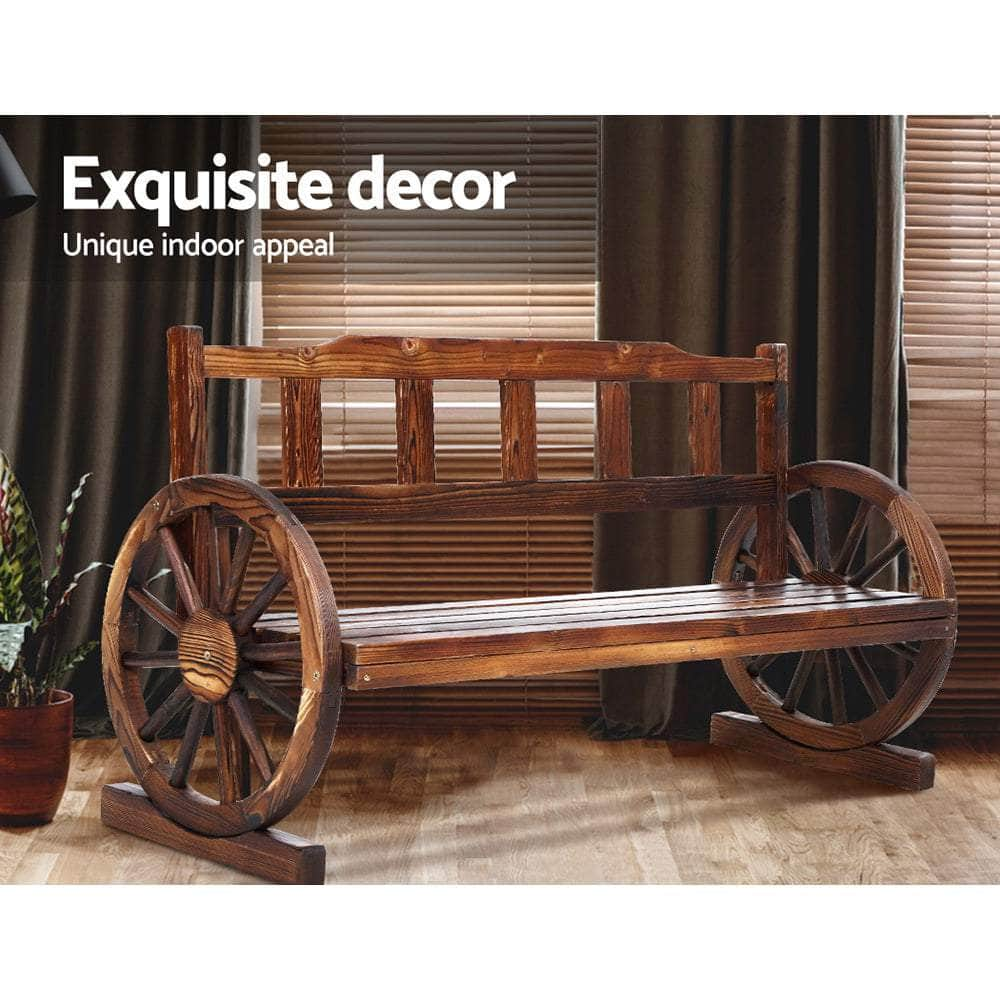 Garden Bench Wooden Wagon Chair 3 Seat Outdoor Furniture Backyard Lounge