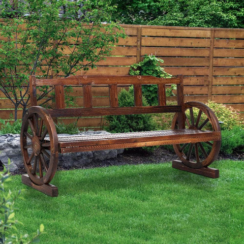 Garden Bench Wooden Wagon Chair 3 Seat Outdoor Furniture Backyard Lounge