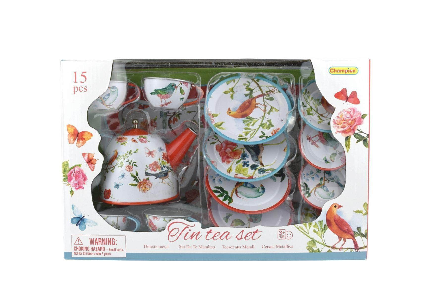 Garden Birds Tin Tea Set 15Pcs