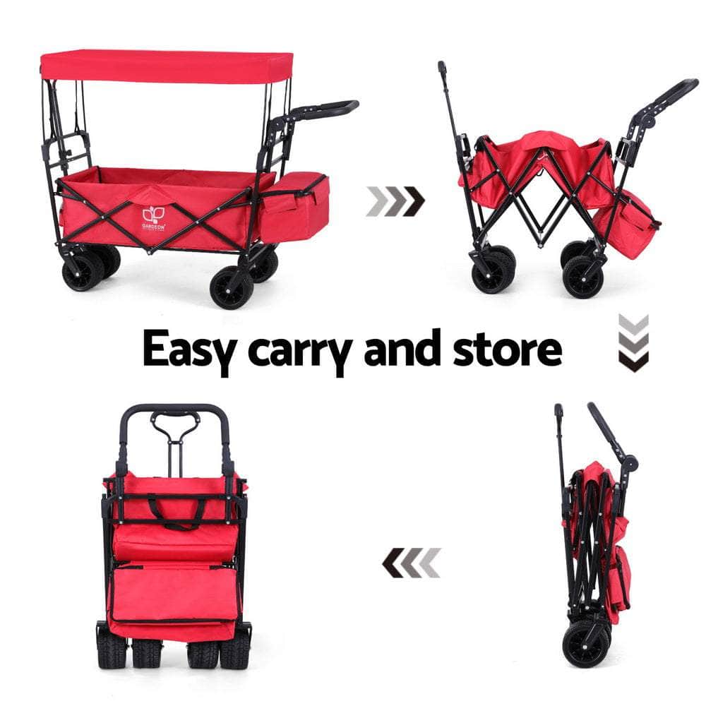 Garden Cart With Removable Canopy Red