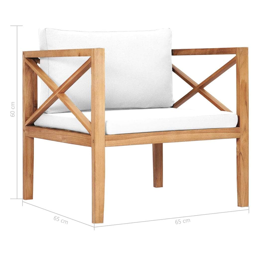Wood finish - Garden Chair with Cream Cushions Solid Teak Wood