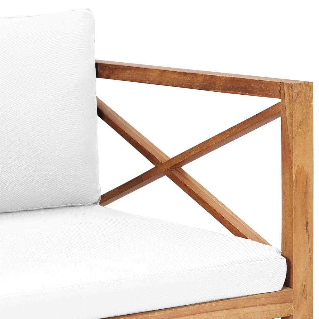 Outdoor Chairs - Garden Chair with Cream Cushions Solid Teak Wood