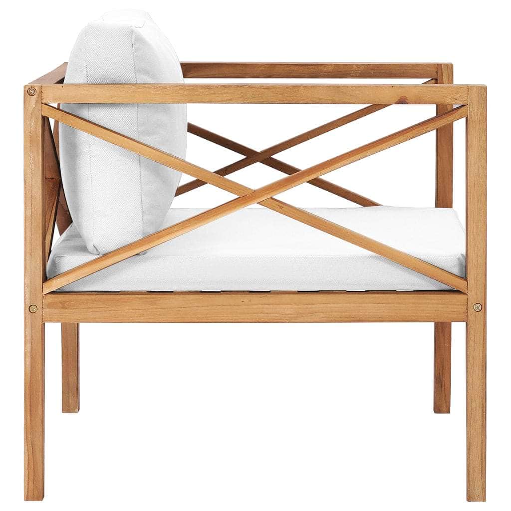 Garden Chair with Cream Cushions Solid Teak Wood | Wood finish