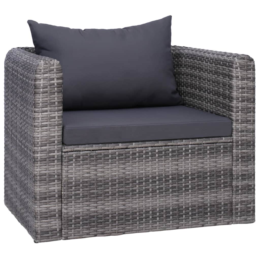 Garden Chair with Cushion and Pillow Poly Rattan Grey - Simple deals