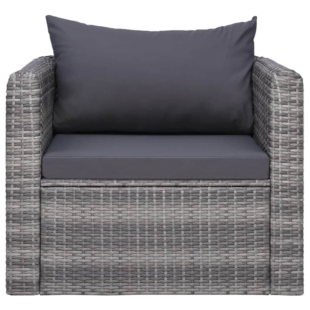 Garden Chair with Cushion and Pillow Poly Rattan Grey - Simple deals