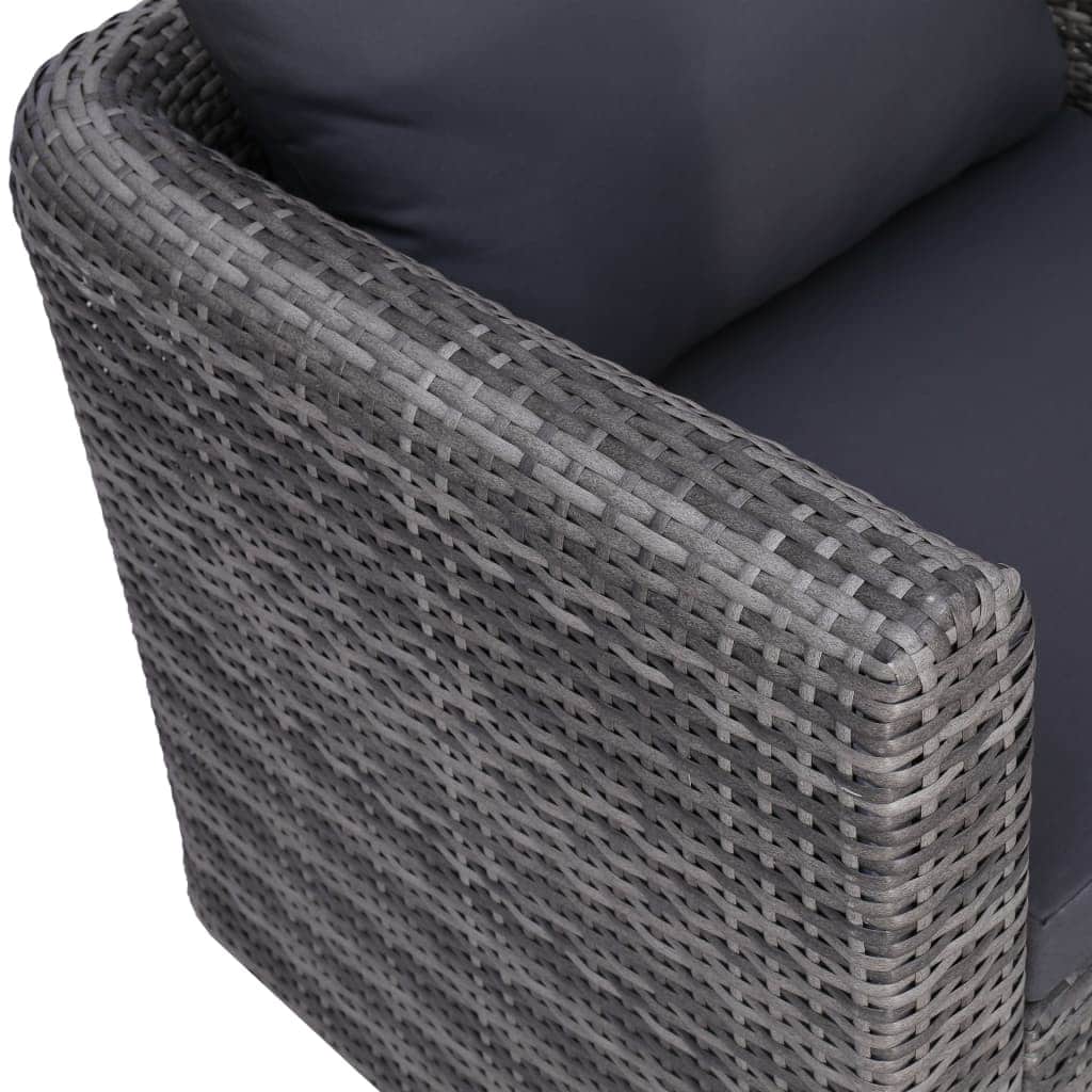 Garden Chair with Cushion and Pillow Poly Rattan Grey - Simple deals