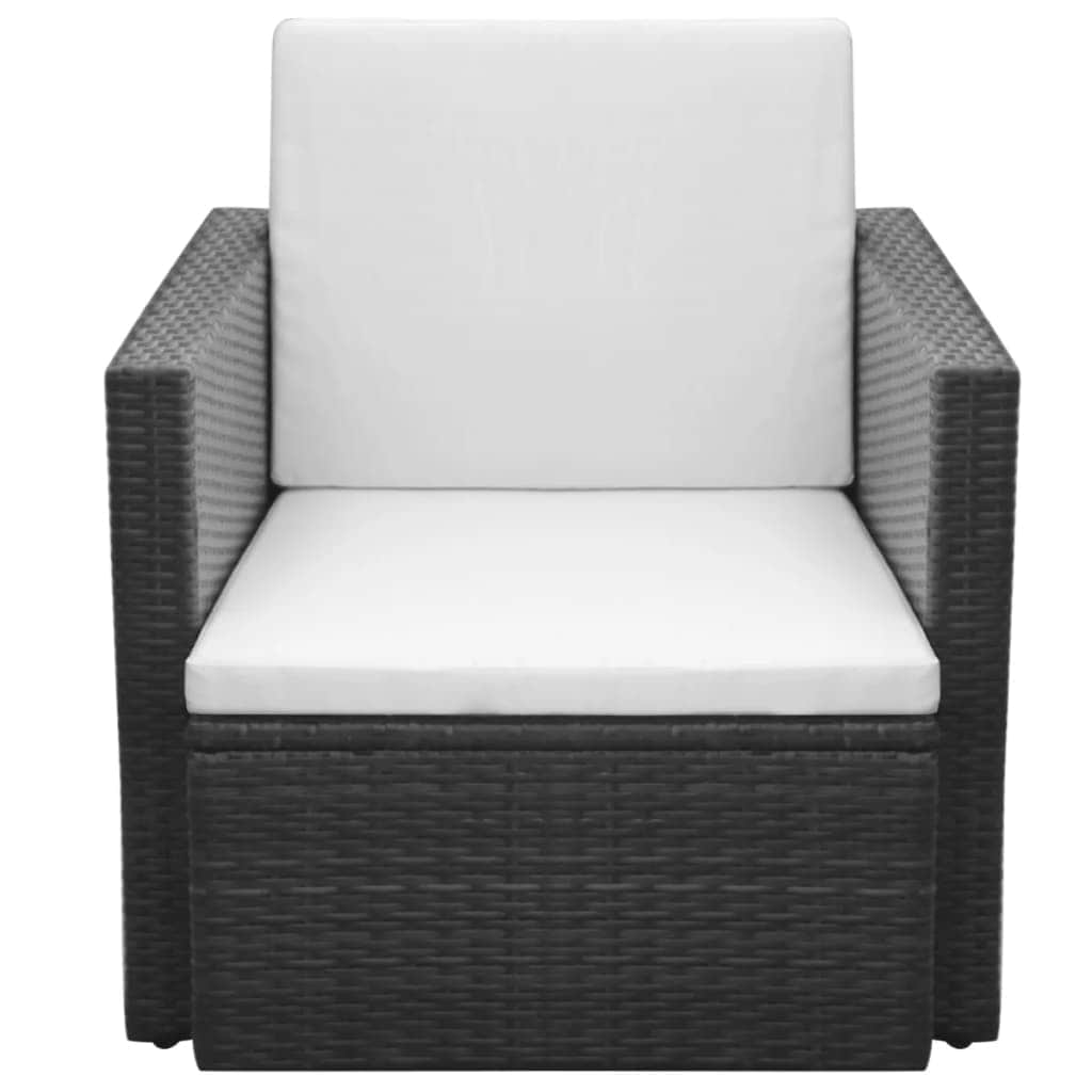 Garden Chair with Cushions and Pillows Poly Rattan Black