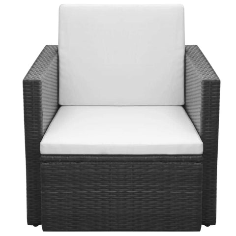Garden Chair with Cushions and Pillows Poly Rattan Black