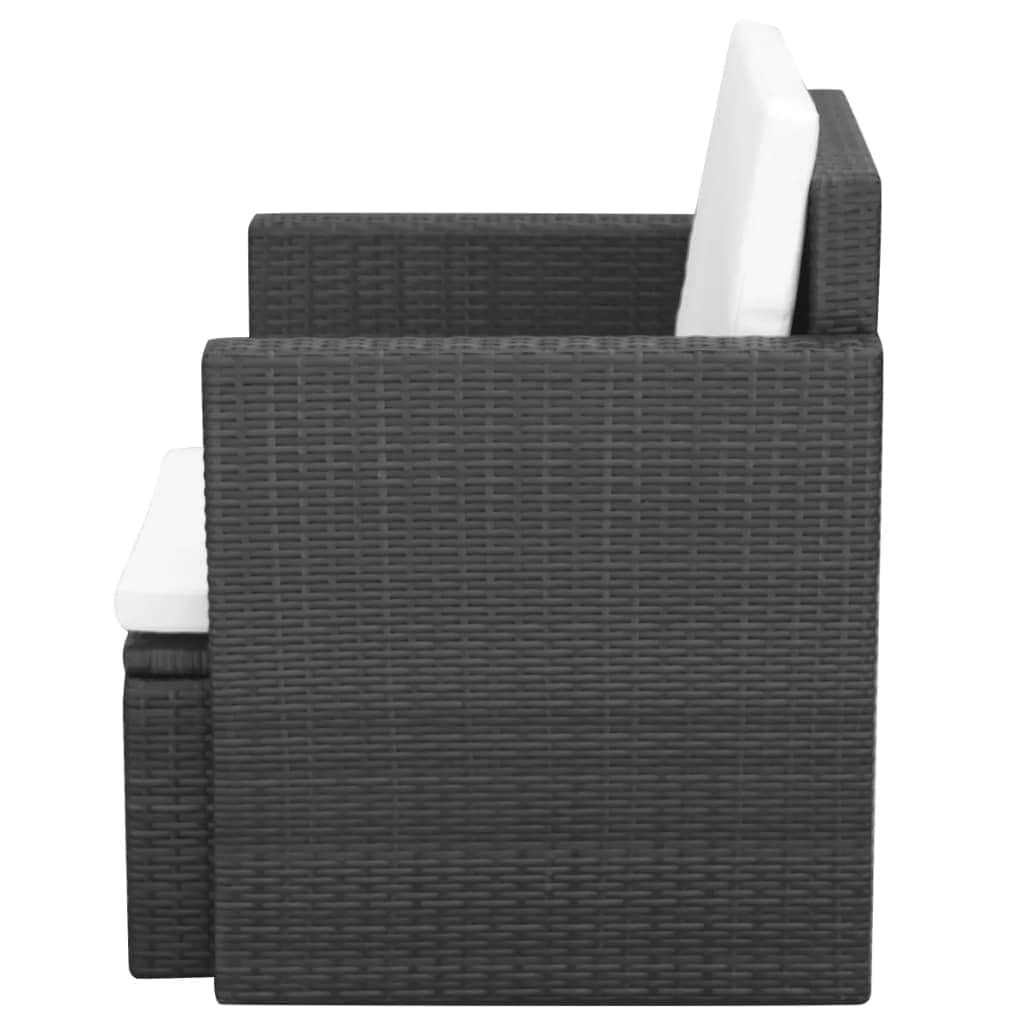 Garden Chair with Cushions and Pillows Poly Rattan Black - Simple deals
