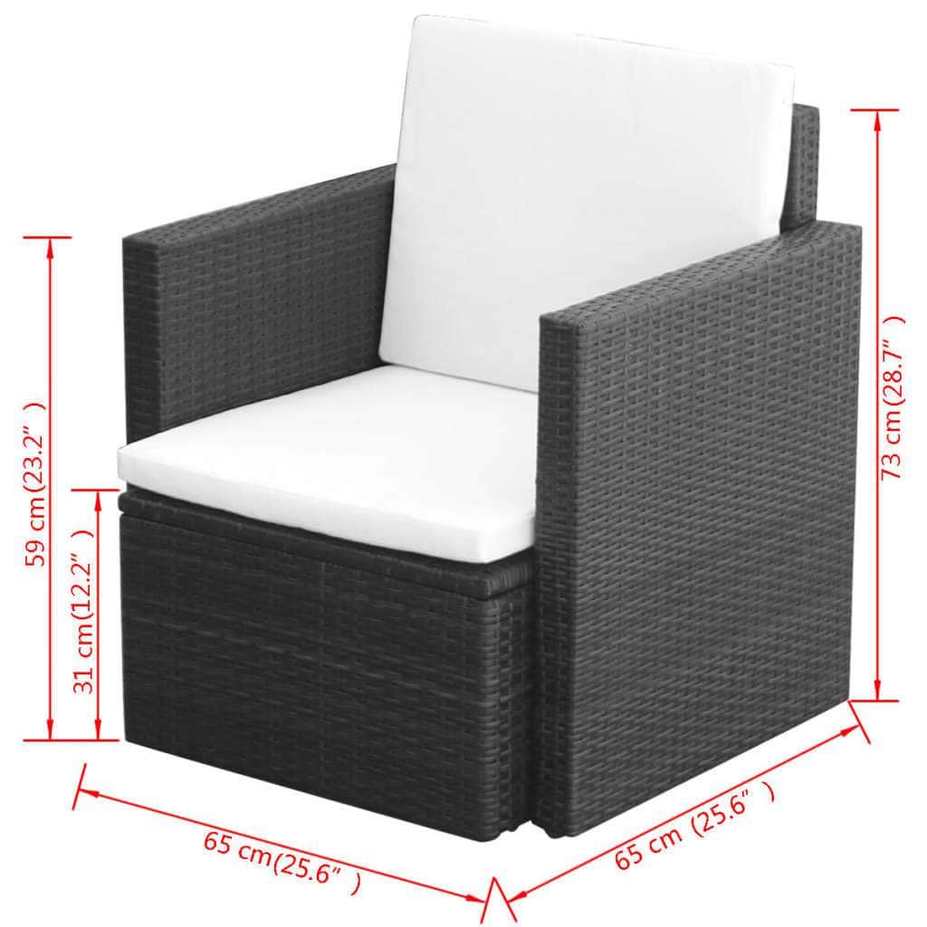 Garden Chair with Cushions and Pillows Poly Rattan Black - Simple deals