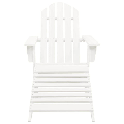 Garden Chair with Ottoman Wood White