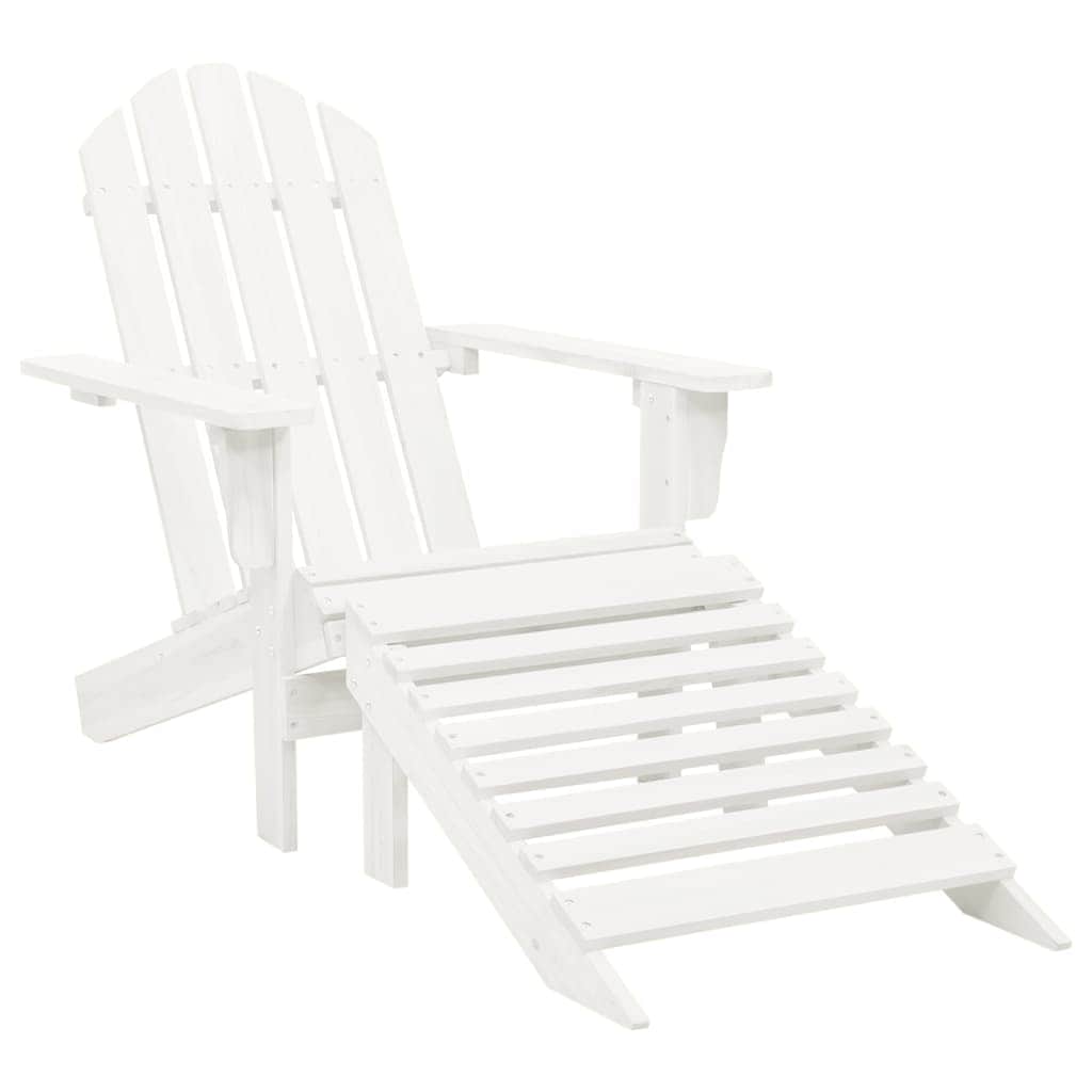 Garden Chair with Ottoman Wood White - Simple deals