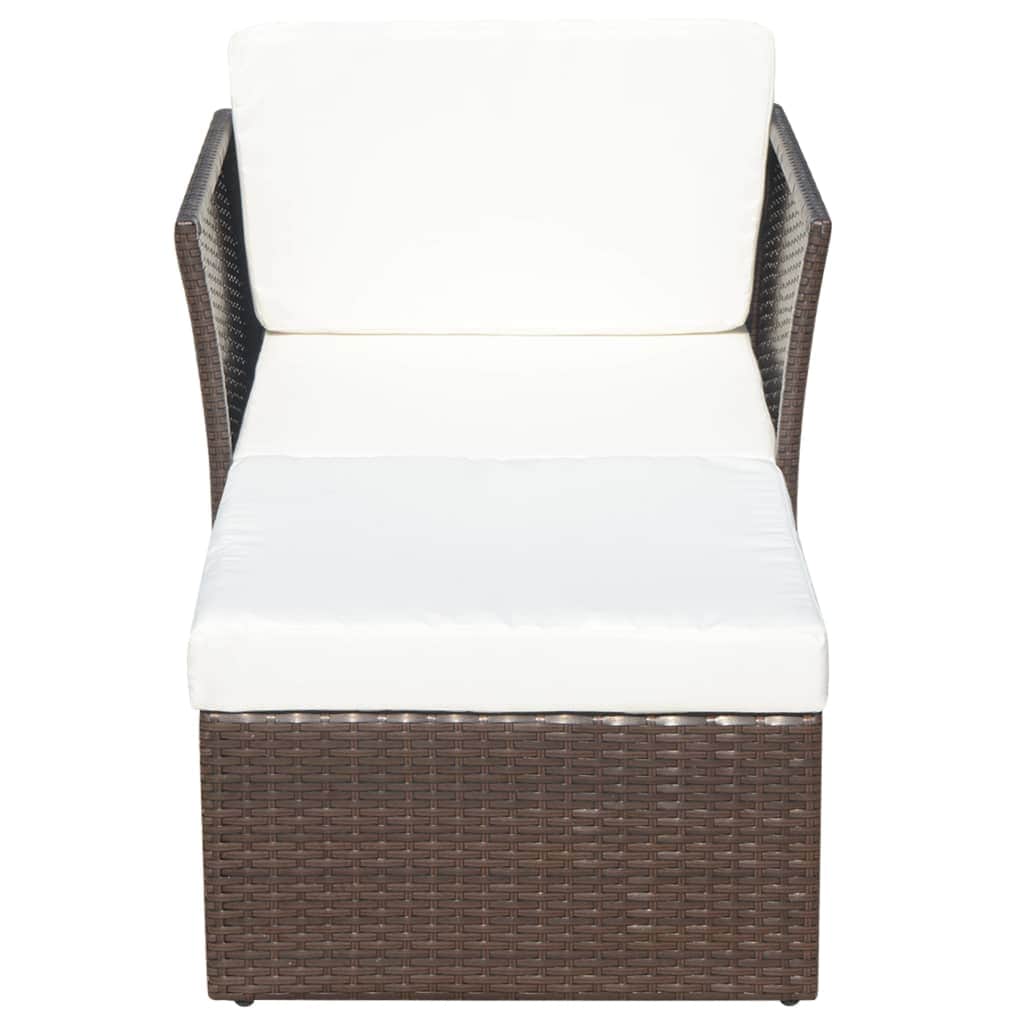 Garden Chair with Stool Poly Rattan Brown