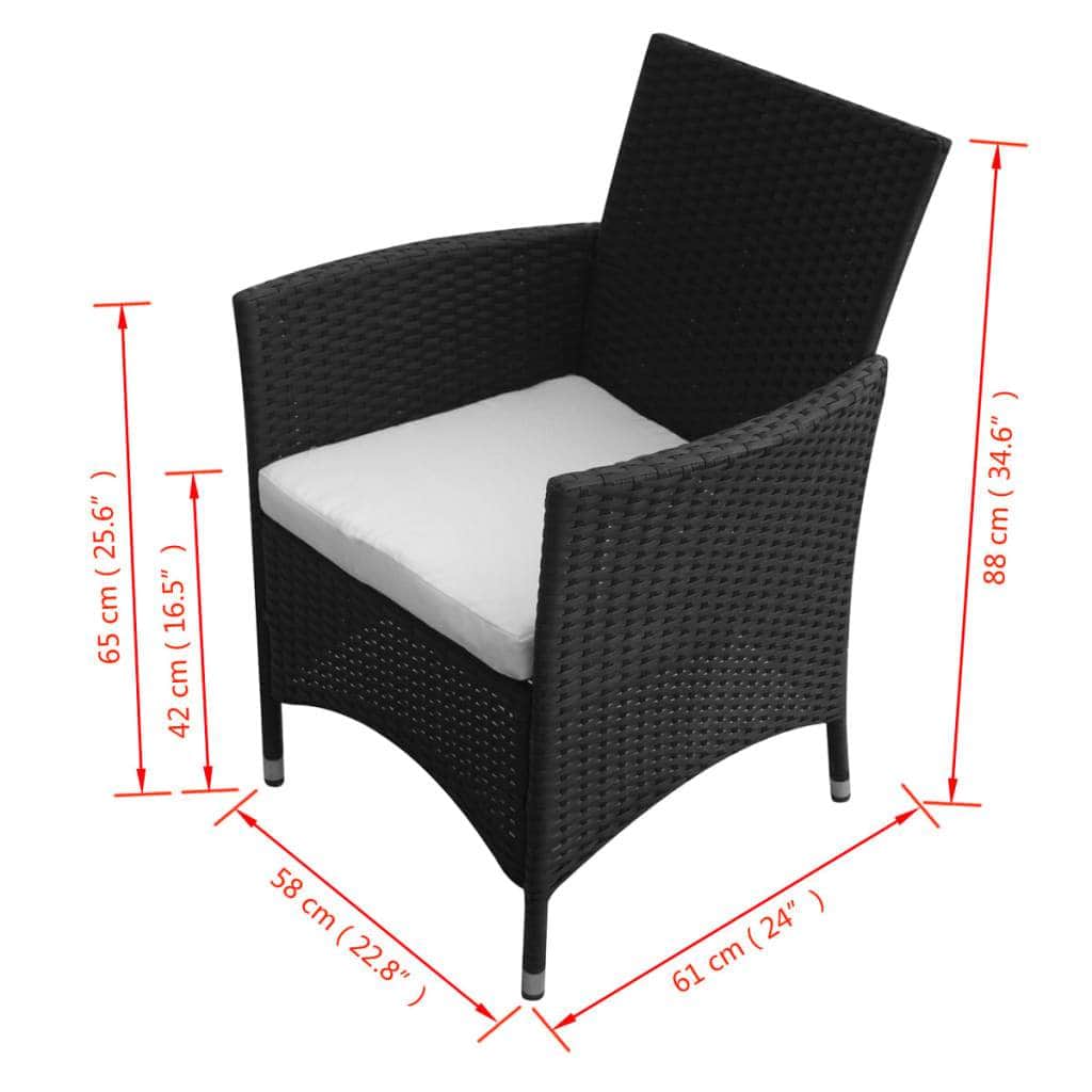 Garden Chairs 2 pcs Poly Rattan Black