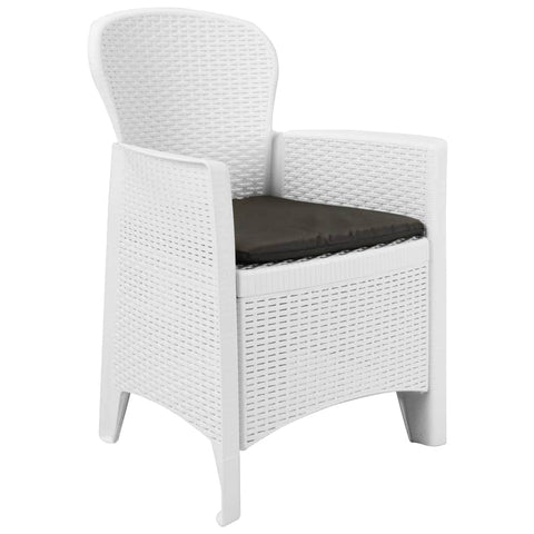 Garden Chairs 2 pcs with Cushion White Plastic Rattan Look