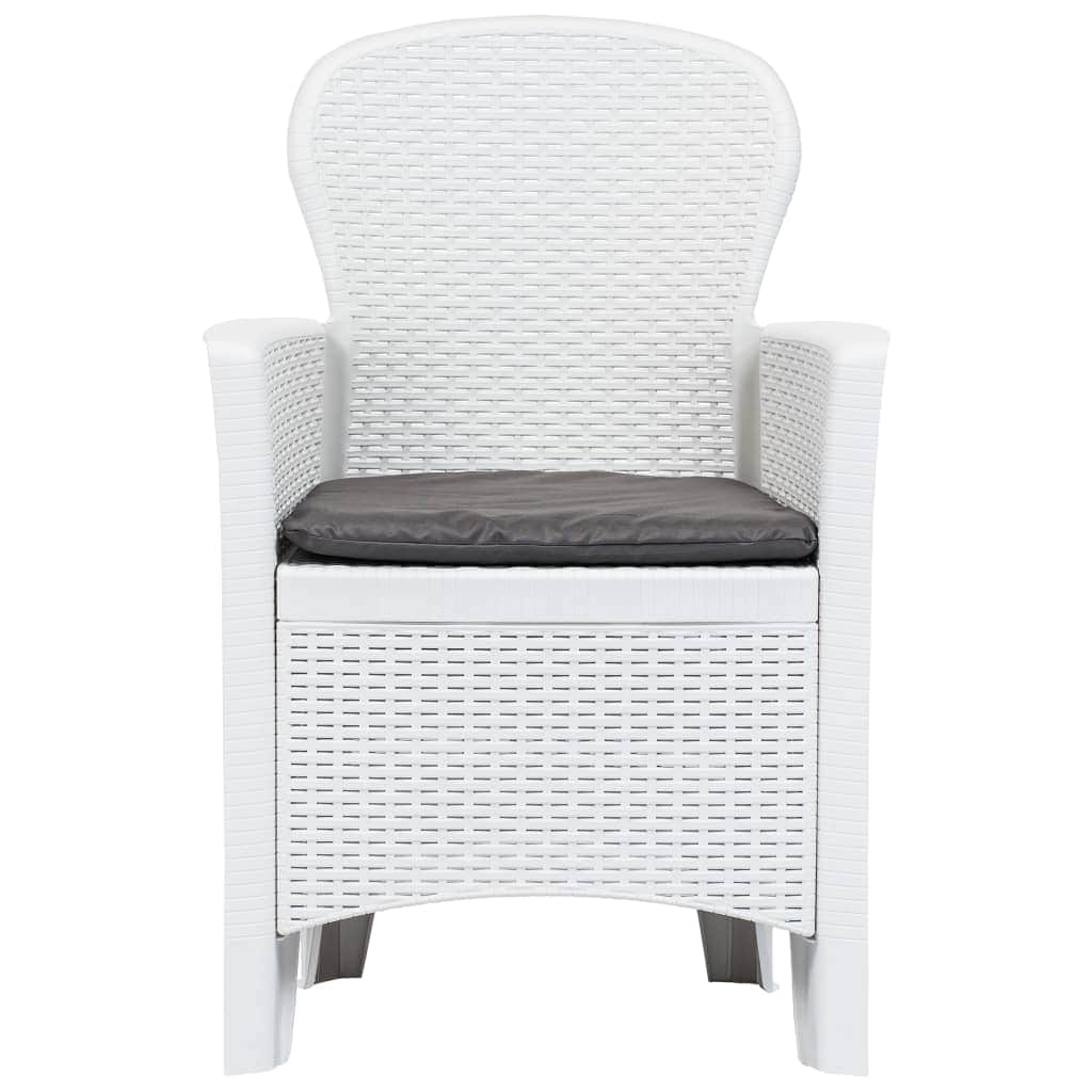 Garden Chairs 2 pcs with Cushion White Plastic Rattan Look
