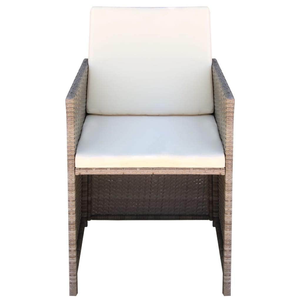 Garden Chairs 2 pcs with Cushions and Pillows Poly Rattan Beige
