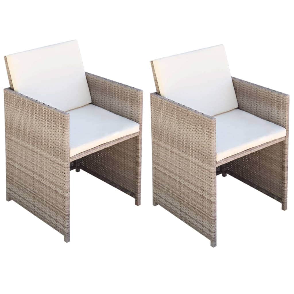 Garden Chairs 2 pcs with Cushions and Pillows Poly Rattan Beige - Simple deals