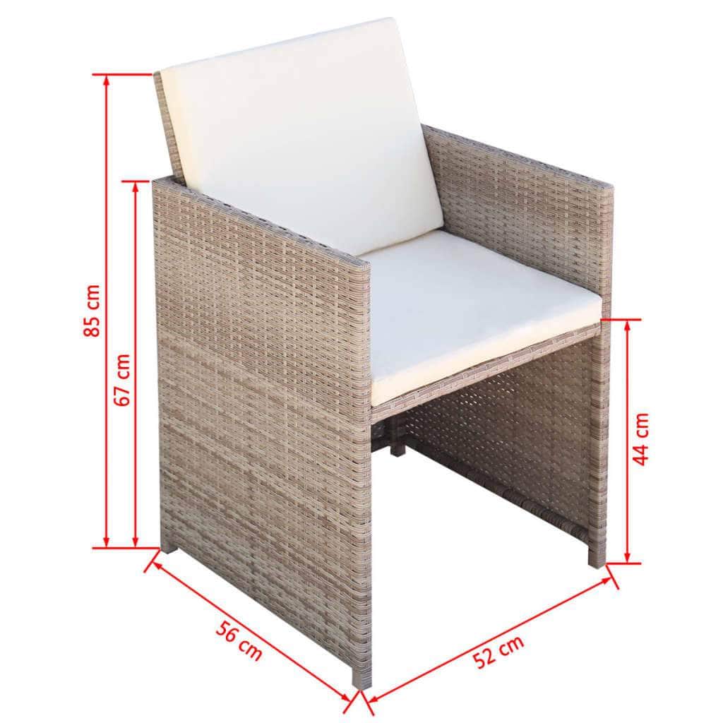 Garden Chairs 2 pcs with Cushions and Pillows Poly Rattan Beige - Simple deals