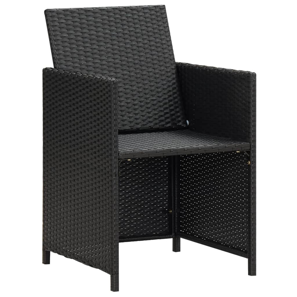 Garden Chairs 2 pcs with Cushions and Pillows Poly Rattan Black - Simple deals