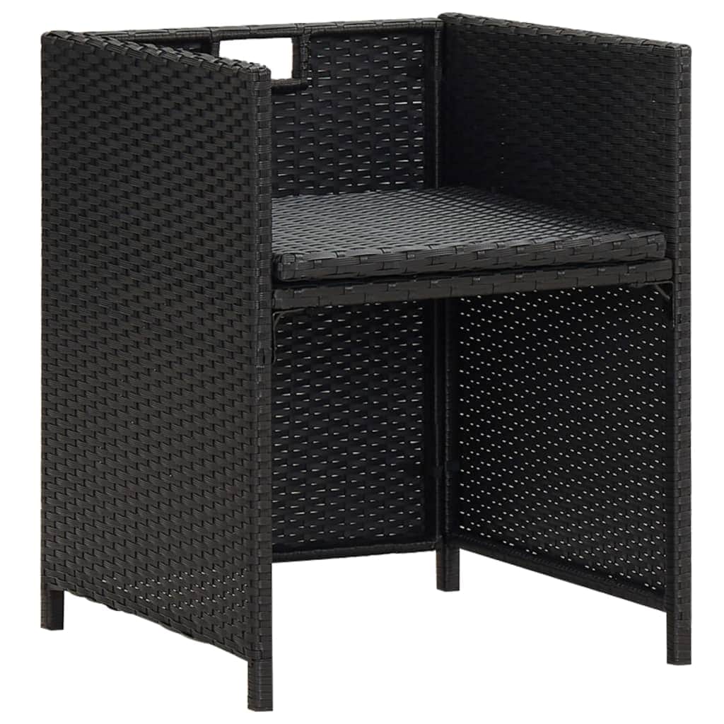 Garden Chairs 2 pcs with Cushions and Pillows Poly Rattan Black - Simple deals