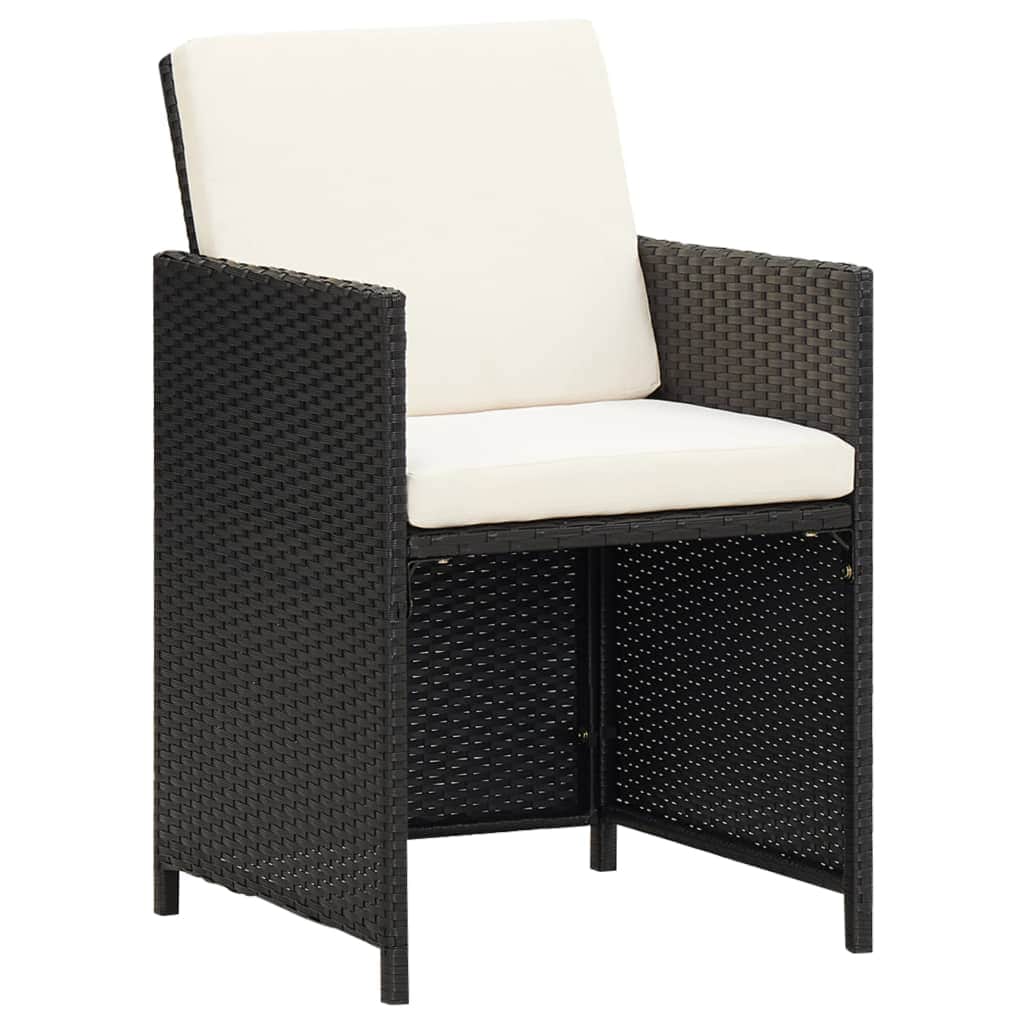 Garden Chairs 2 pcs with Cushions and Pillows Poly Rattan Black - Simple deals