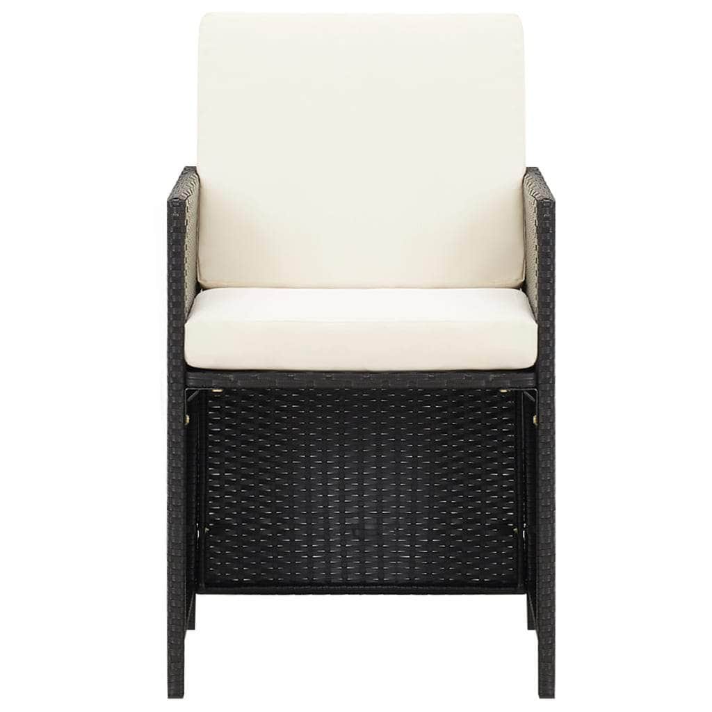 Garden Chairs 2 pcs with Cushions and Pillows Poly Rattan Black - Simple deals