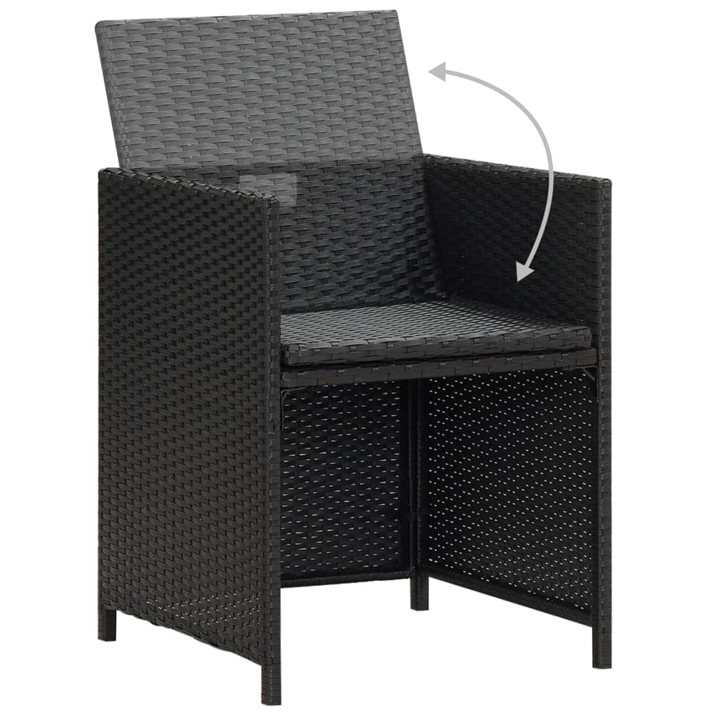 Garden Chairs 2 pcs with Cushions and Pillows Poly Rattan Black - Simple deals