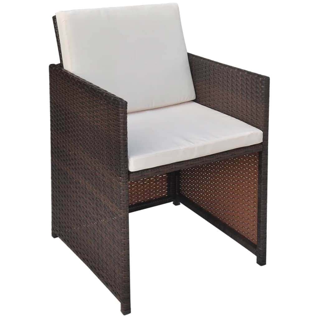 Garden Chairs 2 pcs with Cushions and Pillows Poly Rattan Brown - Simple deals