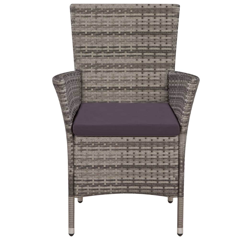 Garden Chairs 2 pcs with Cushions Poly Rattan Grey - Simple deals
