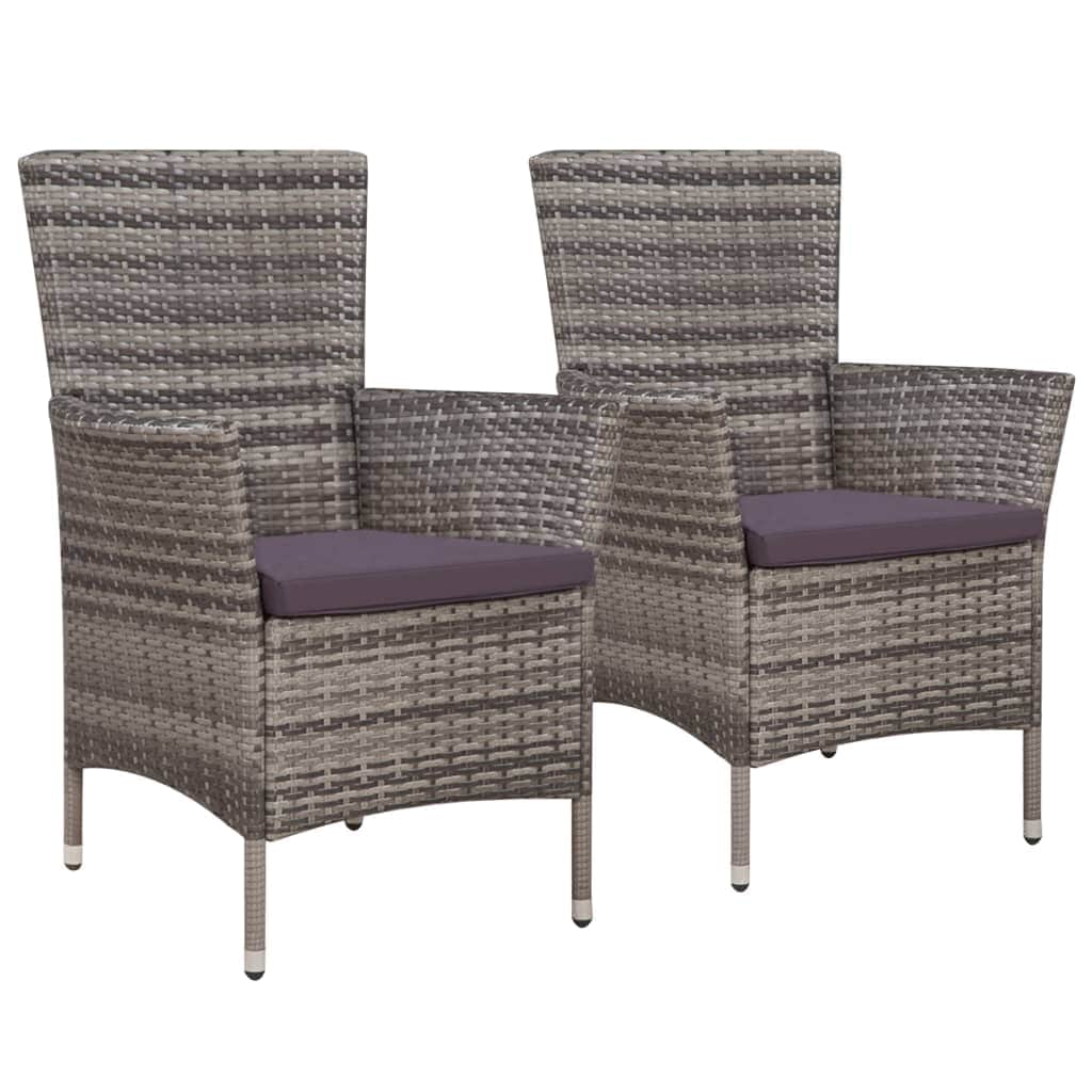 Garden Chairs 2 pcs with Cushions Poly Rattan Grey - Simple deals