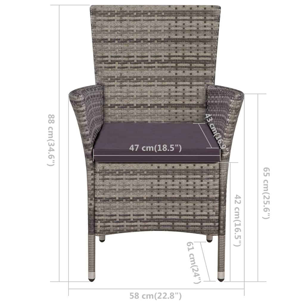 Garden Chairs 2 pcs with Cushions Poly Rattan Grey - Simple deals