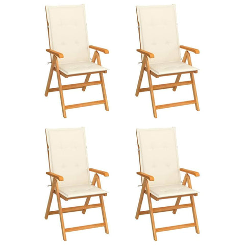 Garden Chairs 4 pcs with Cream Cushions Solid Teak Wood