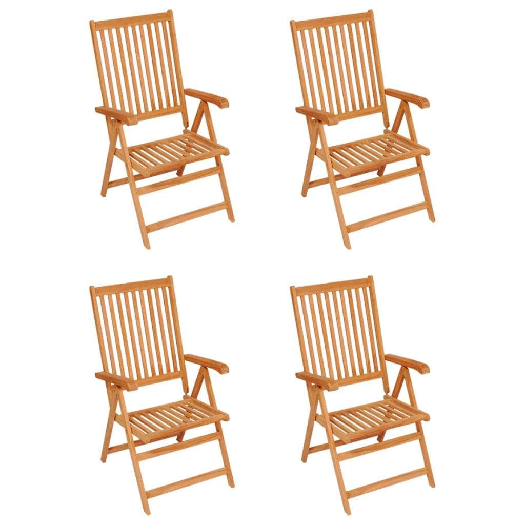 4 Pcs - Garden Chairs 4 pcs with Grey Cushions Solid Teak Wood