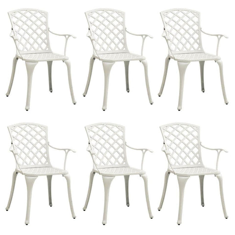Garden Chairs 6 pcs Cast Aluminium White