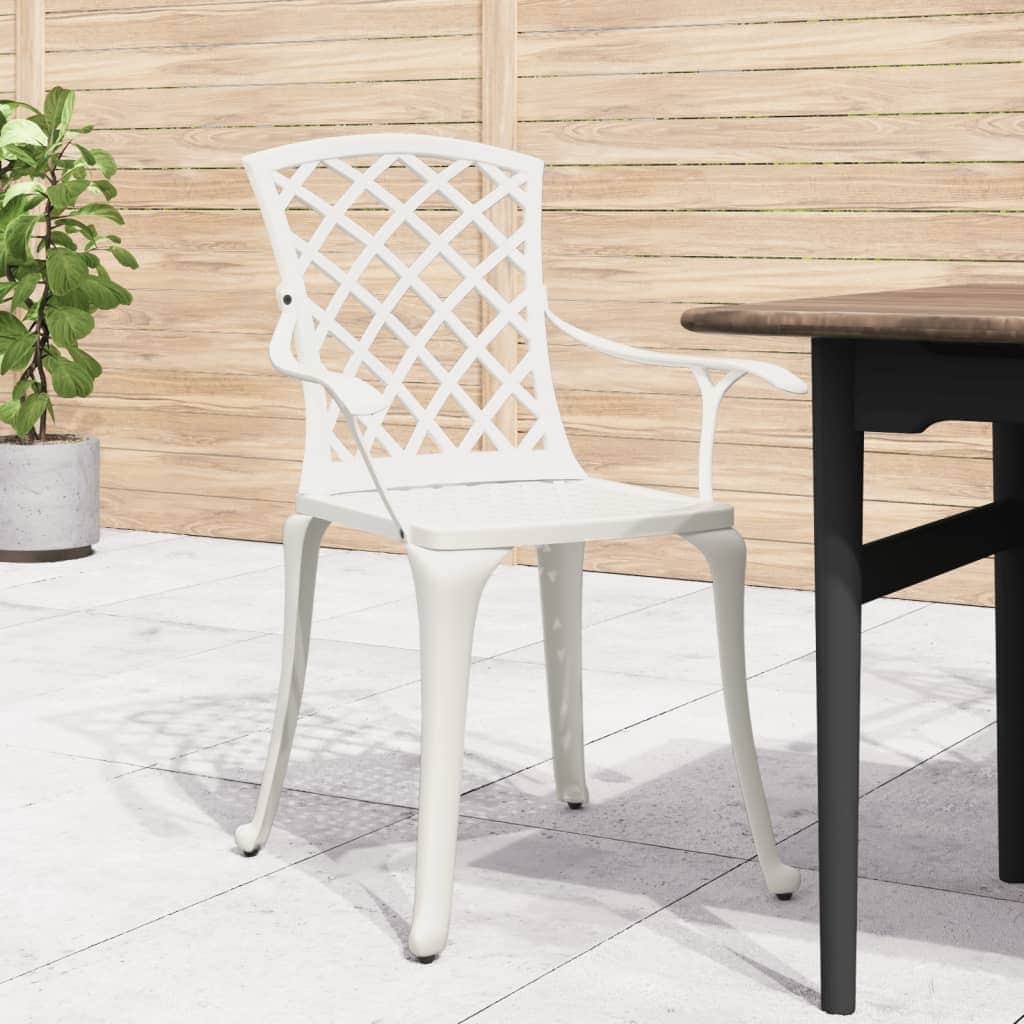 Garden Chairs 6 pcs Cast Aluminium White