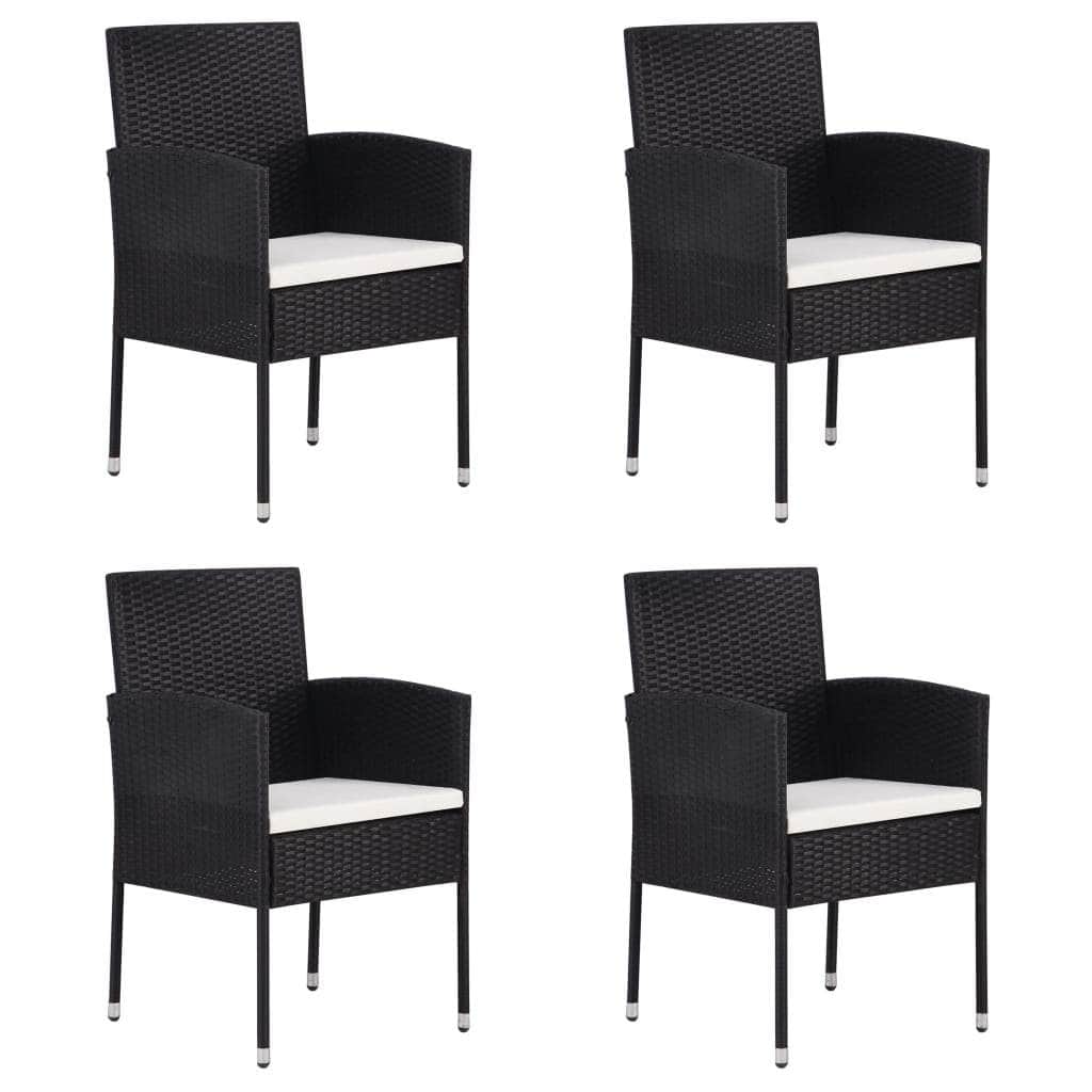 Garden Chairs with Cream White Cushions 4 pcs Black