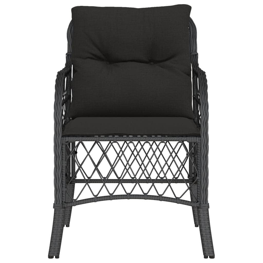 Outdoor Chairs - Garden Chairs with Cushions 2 pcs Black Poly Rattan