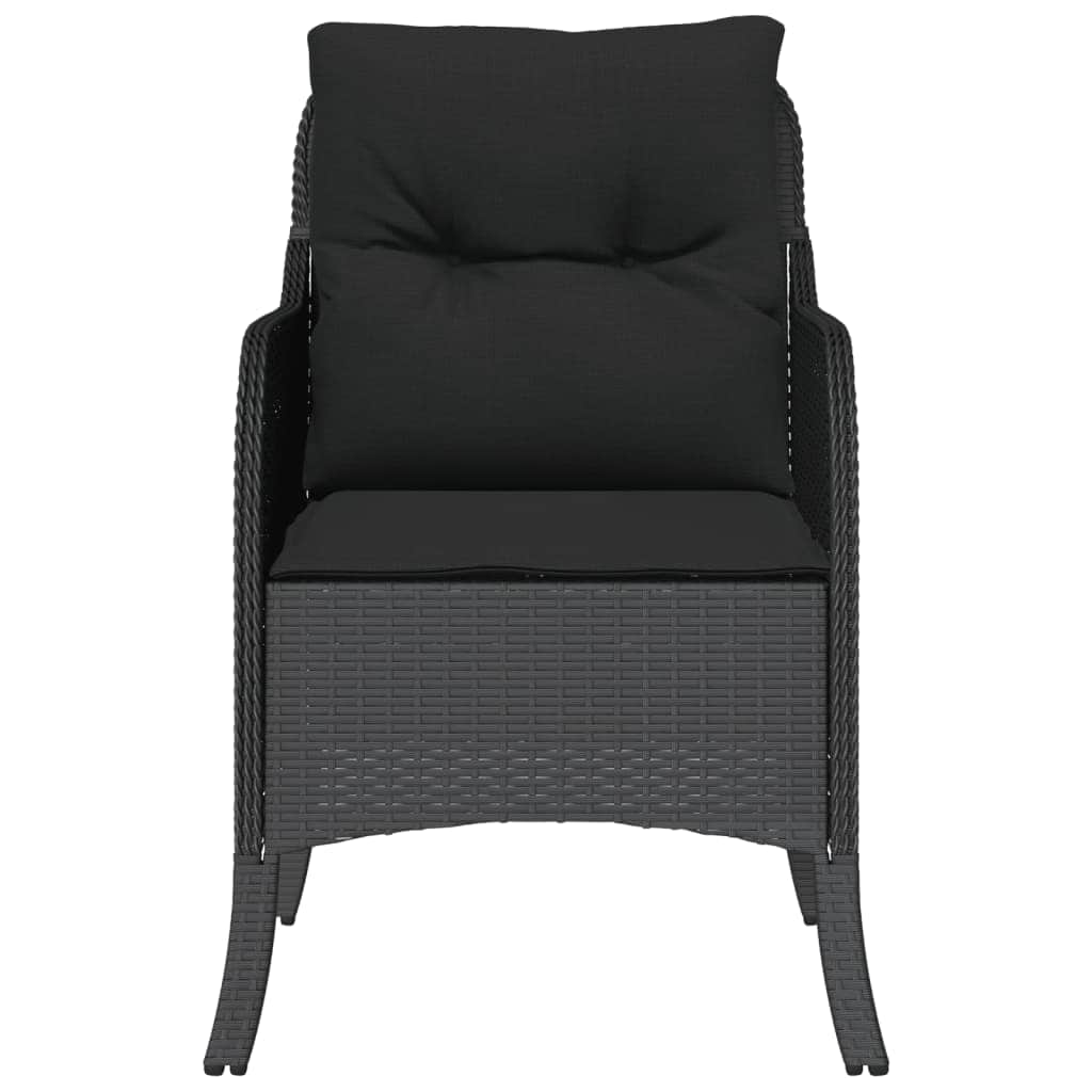Black colour - Garden Chairs with Cushions 2 pcs-Black Poly Rattan