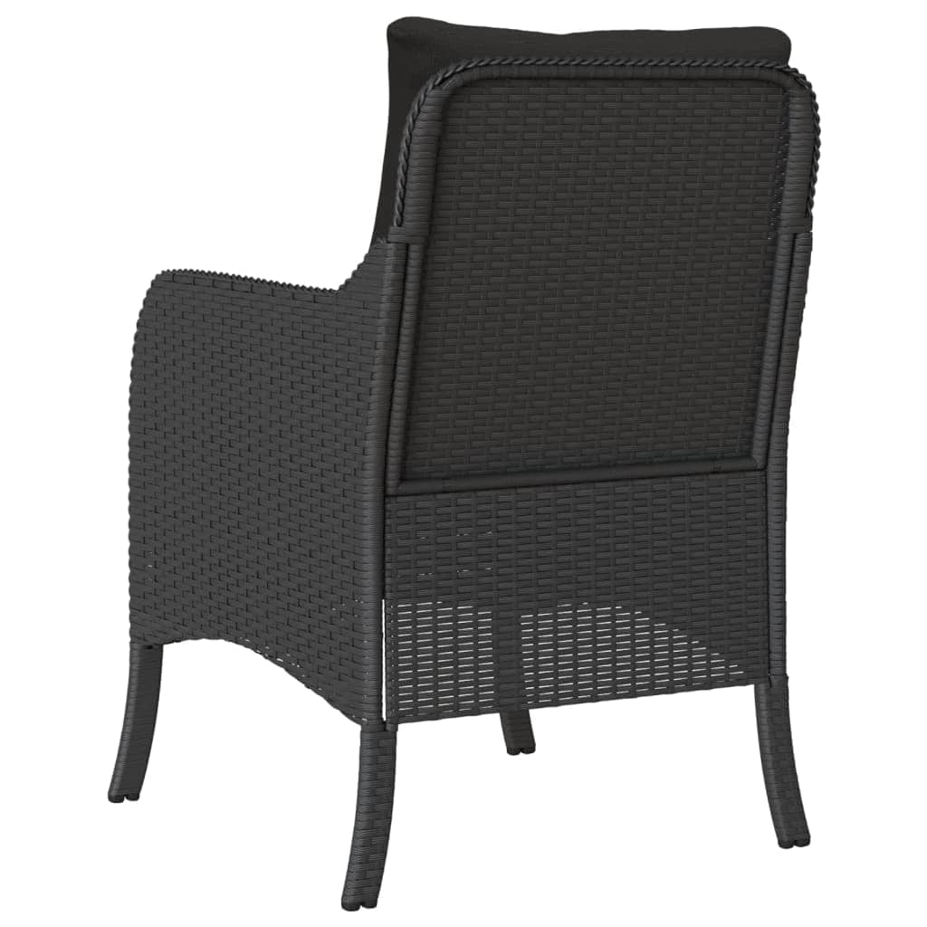 Garden Chairs with Cushions 2 pcs-Black Poly Rattan | Outdoor Chairs