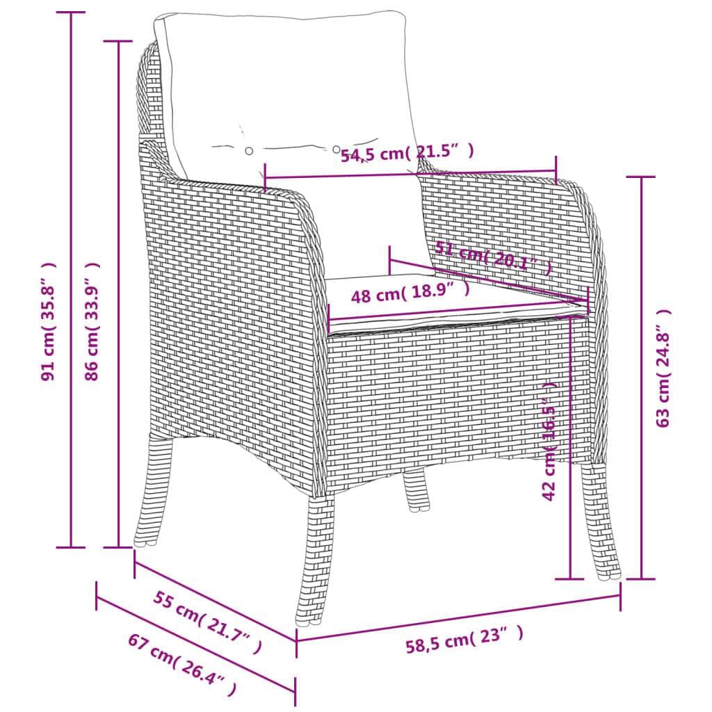Garden Chairs with Cushions 2 pcs-Black Poly Rattan, Outdoor Chairs