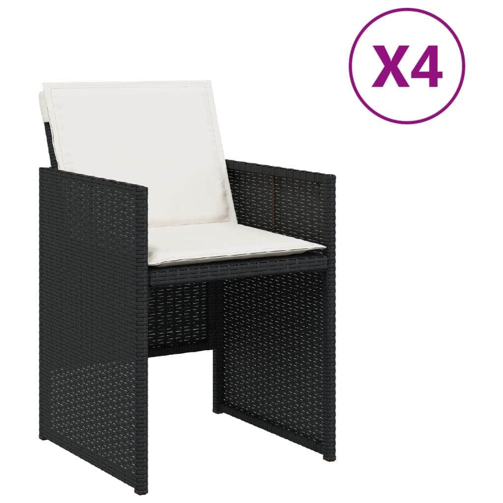 4 Pcs - Garden Chairs with Cushions 4 pcs Black Poly Rattan