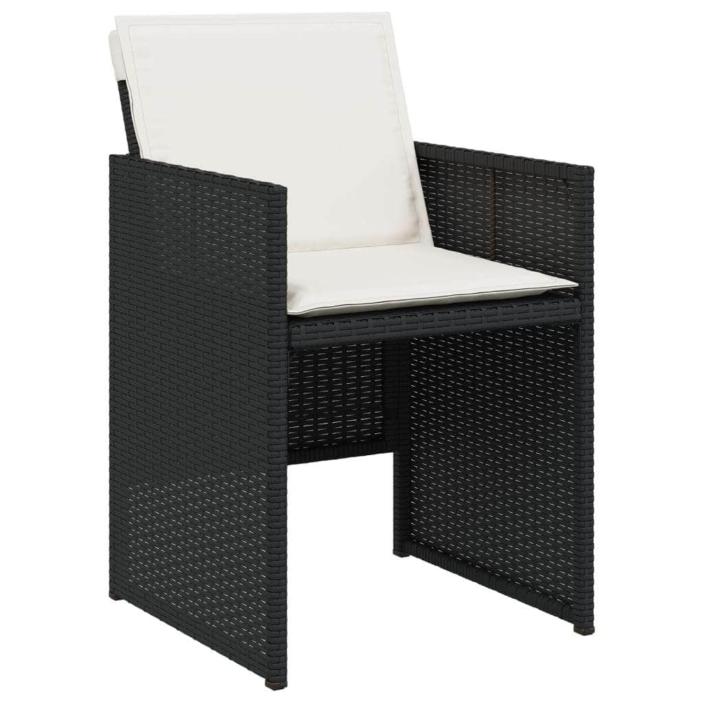 Garden Chairs with Cushions 4 pcs Black Poly Rattan, Rattan finish