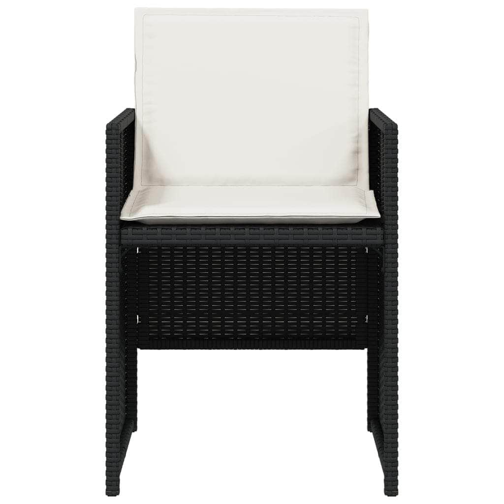 Outdoor Chairs - Garden Chairs with Cushions 4 pcs Black Poly Rattan
