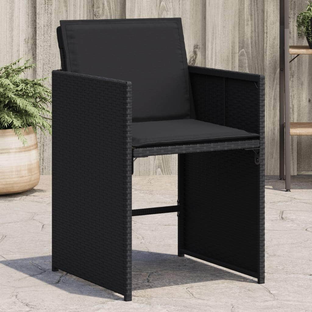 Garden Chairs with Cushions 4 pcs Black Poly Rattan - A