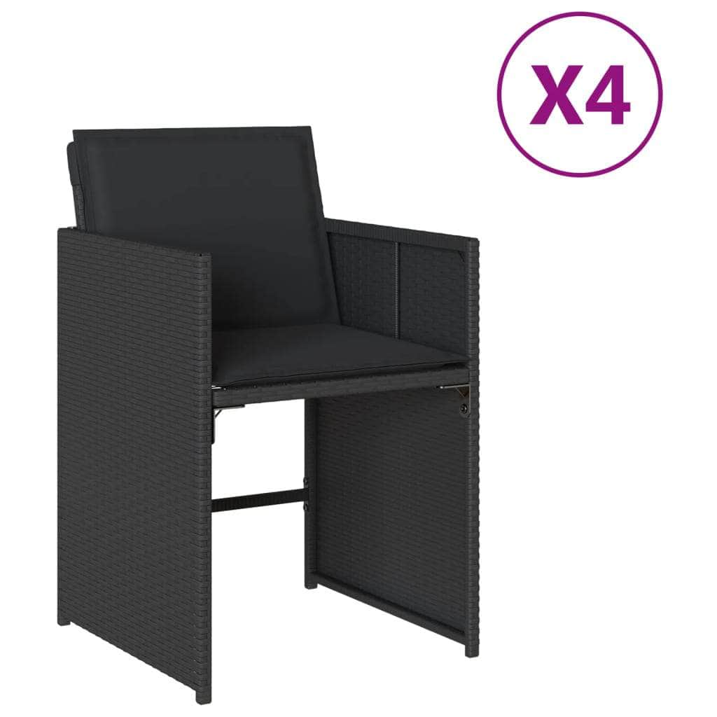 4 Pcs - Garden Chairs with Cushions 4 pcs Black Poly Rattan