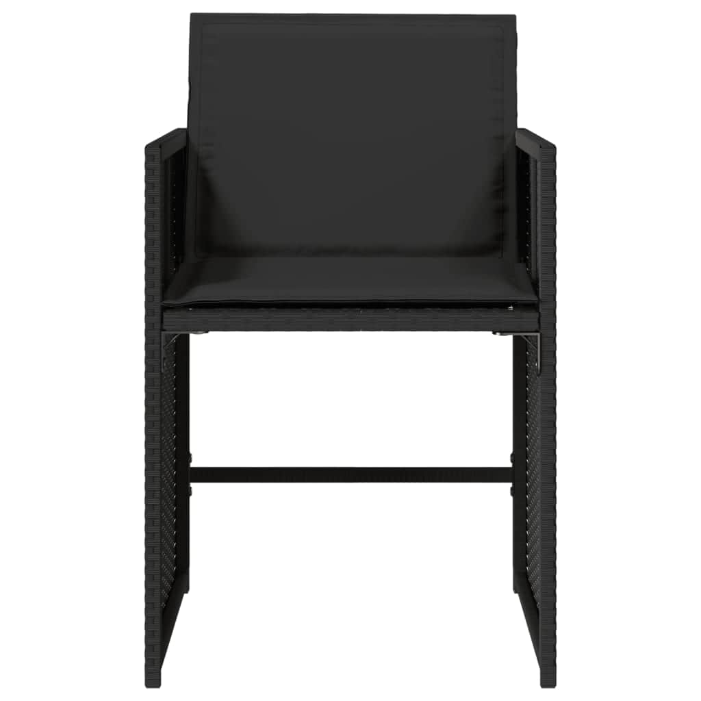 Outdoor Chairs - Garden Chairs with Cushions 4 pcs Black Poly Rattan