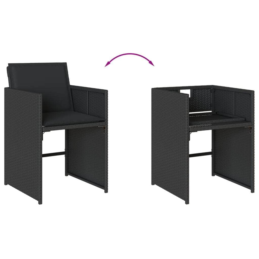 Garden Chairs with Cushions 4 pcs Black Poly Rattan | Outdoor Chairs