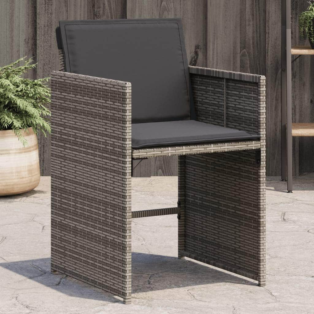 Garden Chairs with Cushions 4 pcs Black Poly Rattan, 4 Pcs