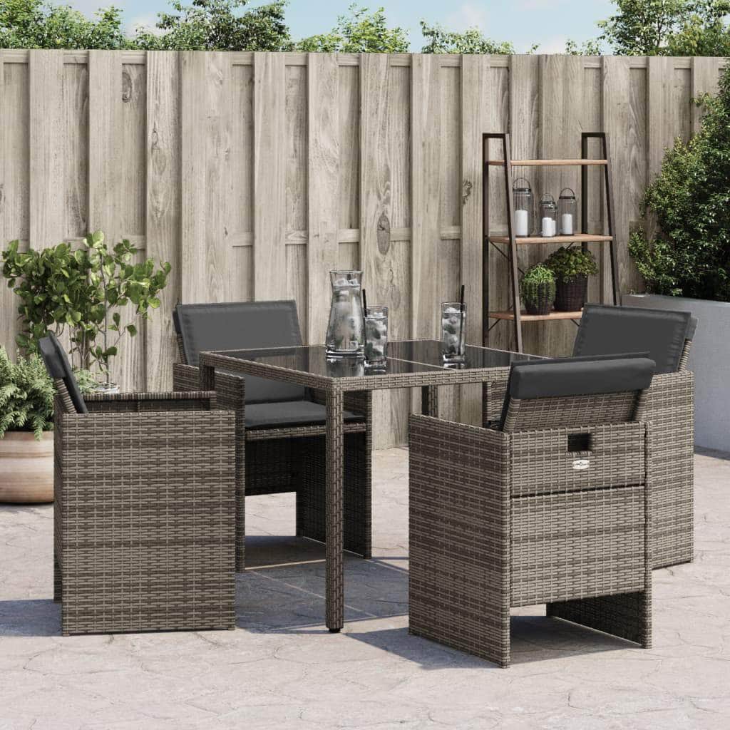 Garden Chairs with Cushions 4 pcs Grey Poly Rattan | Grey colour
